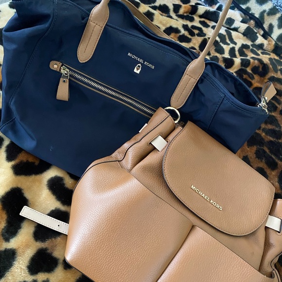 Michael Kors nylon dark blue tote and backpack - Picture 1 of 2